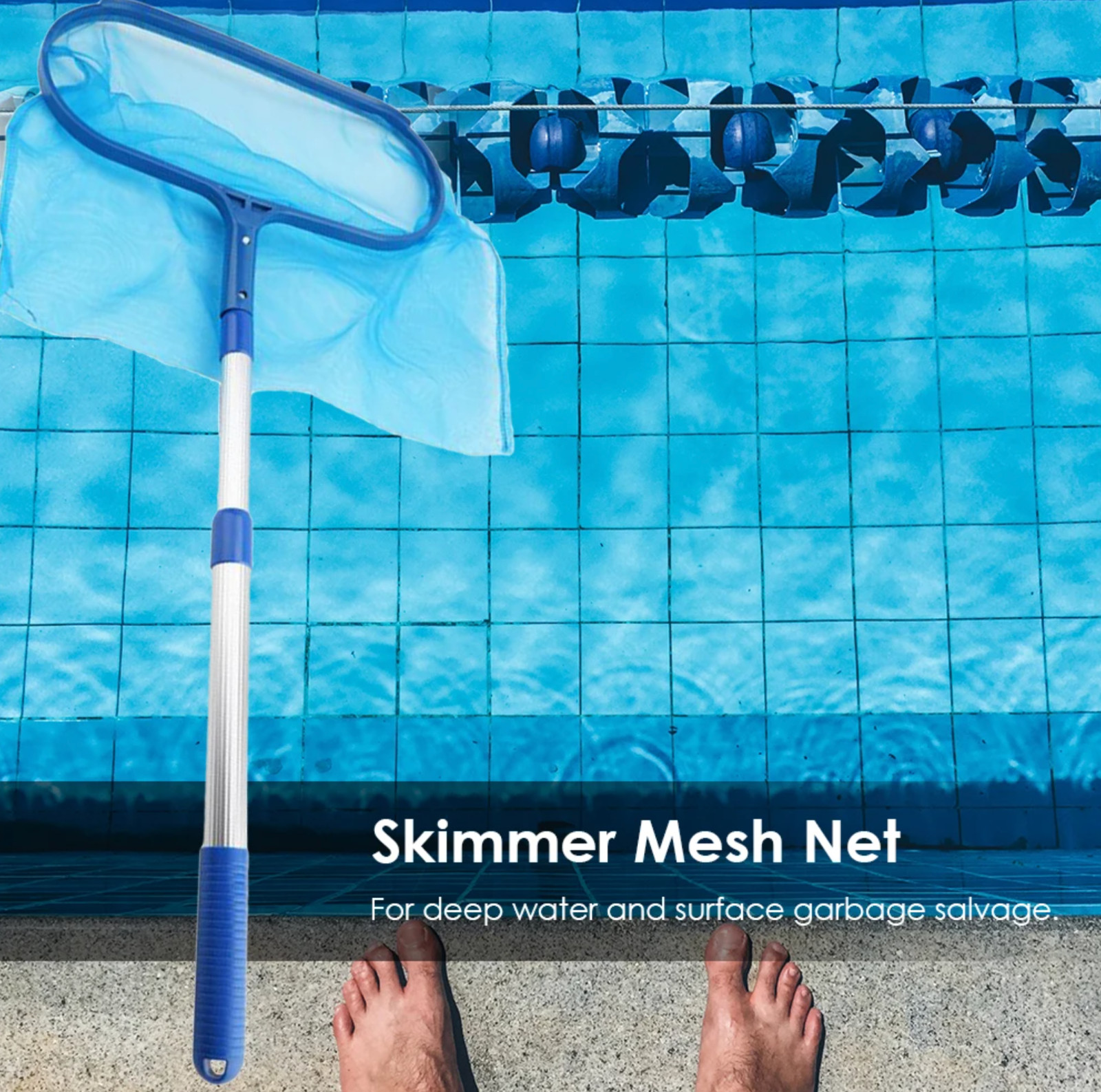 Professional Swimming Pool Skimmer Net Deep Bag Leaf Rake Cleaner Cleaning Tool
