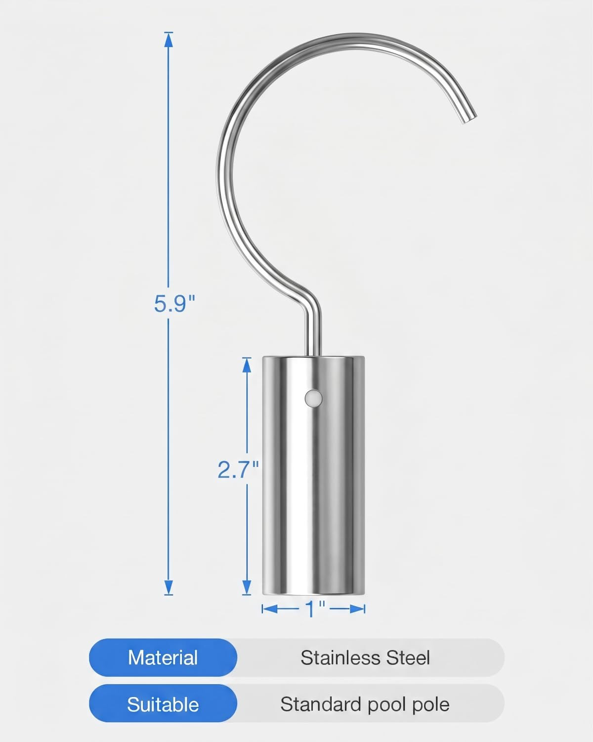 Hook for All Robotic Pool Cleaner, Stainless Steel Hook for Pool Poles，Accessori