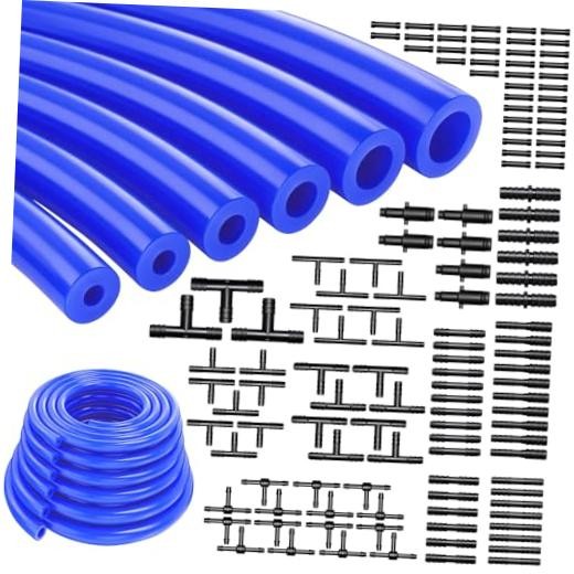 Vacuum Hose Automotive With 128PCS Black Vacuum Connector,1/8&Prime; 134PCS-5FT Blue