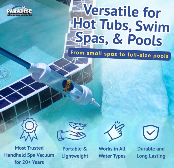 6250 Paradise Power Spa Vacuum – Manual Spa Vac for Hot Tub, Pool Stairs & Spas