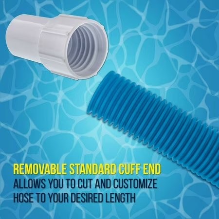 1-1/2&Prime; x 25 Ft Above Ground Swimming Pool Vacuum Hose, Swivel Cuff, Cut to Fit