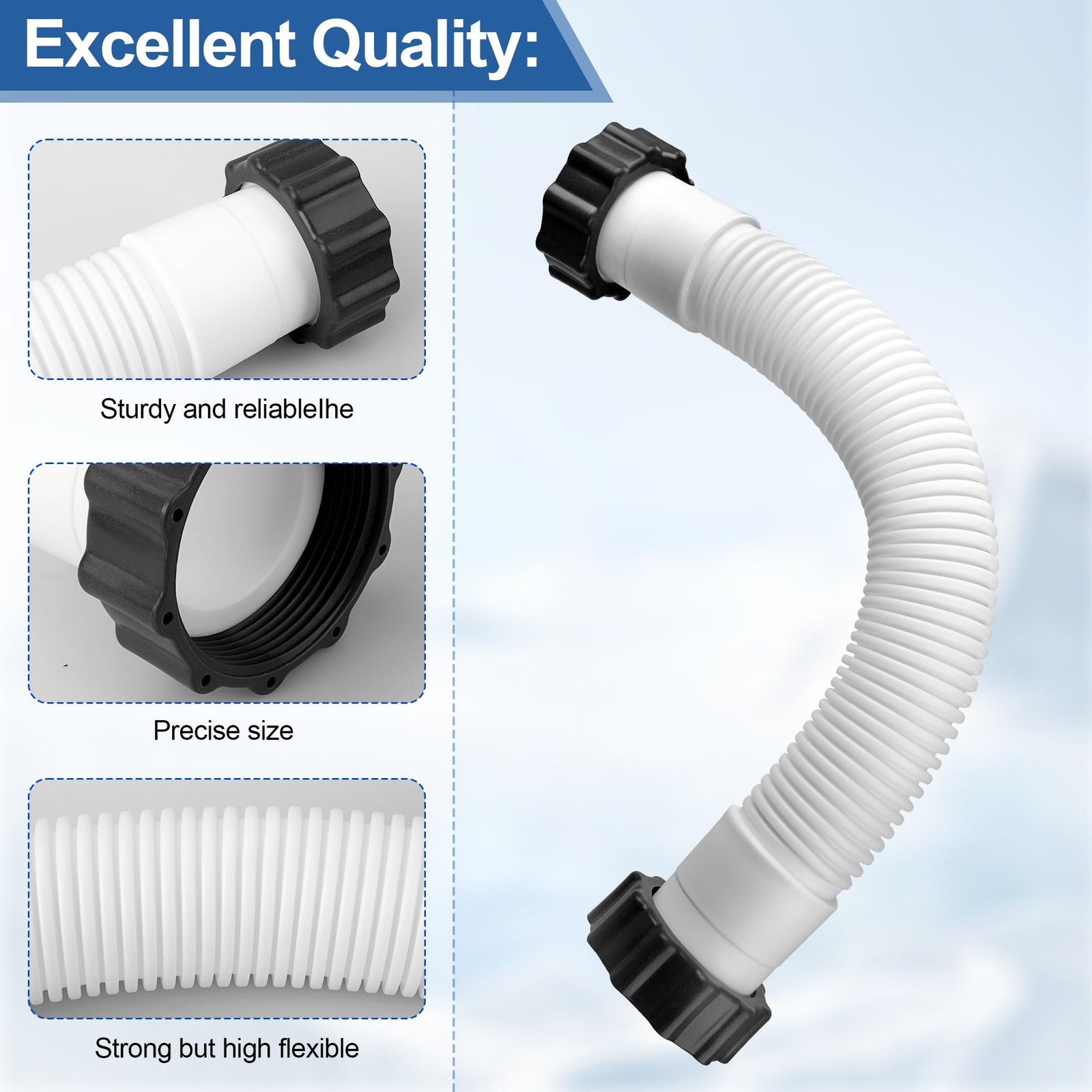 11388 Pool Sand Filter Pump Hose for 14 inches (L) x 1.5 (D), White