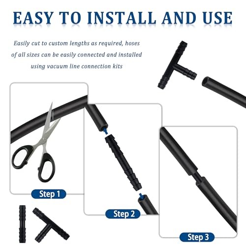 Vacuum Hose Set with ID*OD 3 * 9mm,1PC 9.84Ft 1/8&Prime; (3mm) – 10Ft + 30PCS Adapter