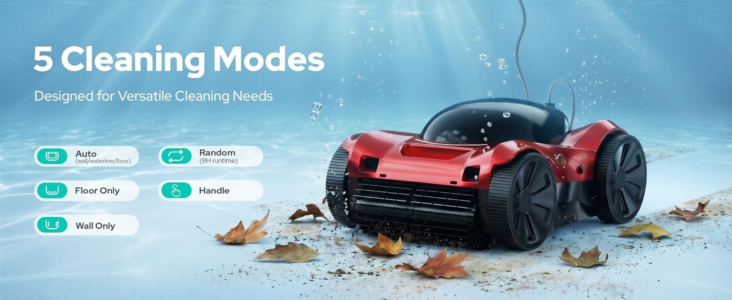 FL-01 Robotic Pool Cleaner Wall Waterline Vacuum App Control 8Hr Runtime