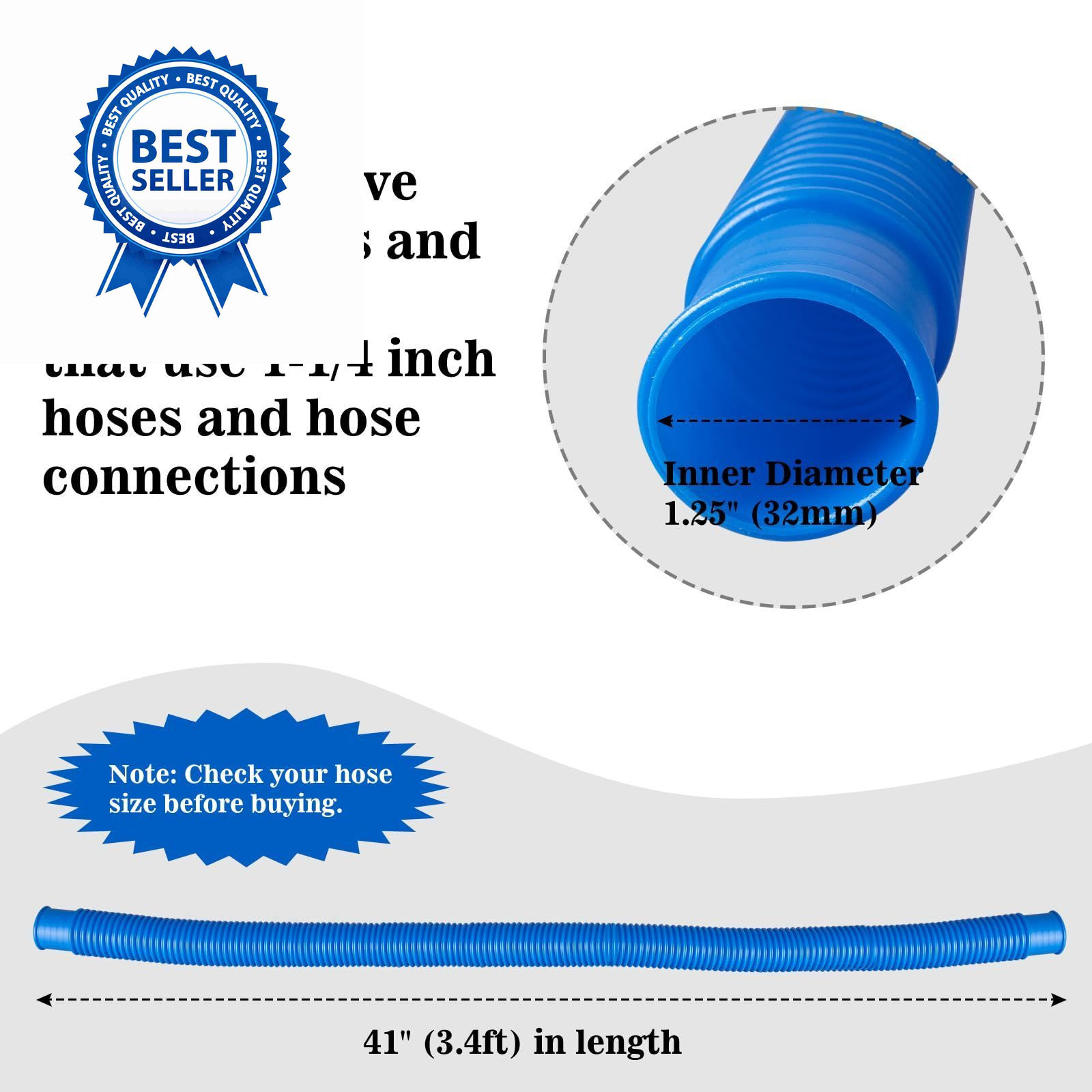 ownwhim Pool Pump Hoses for Above Ground – 1.25 x 41 41 inches, Blue