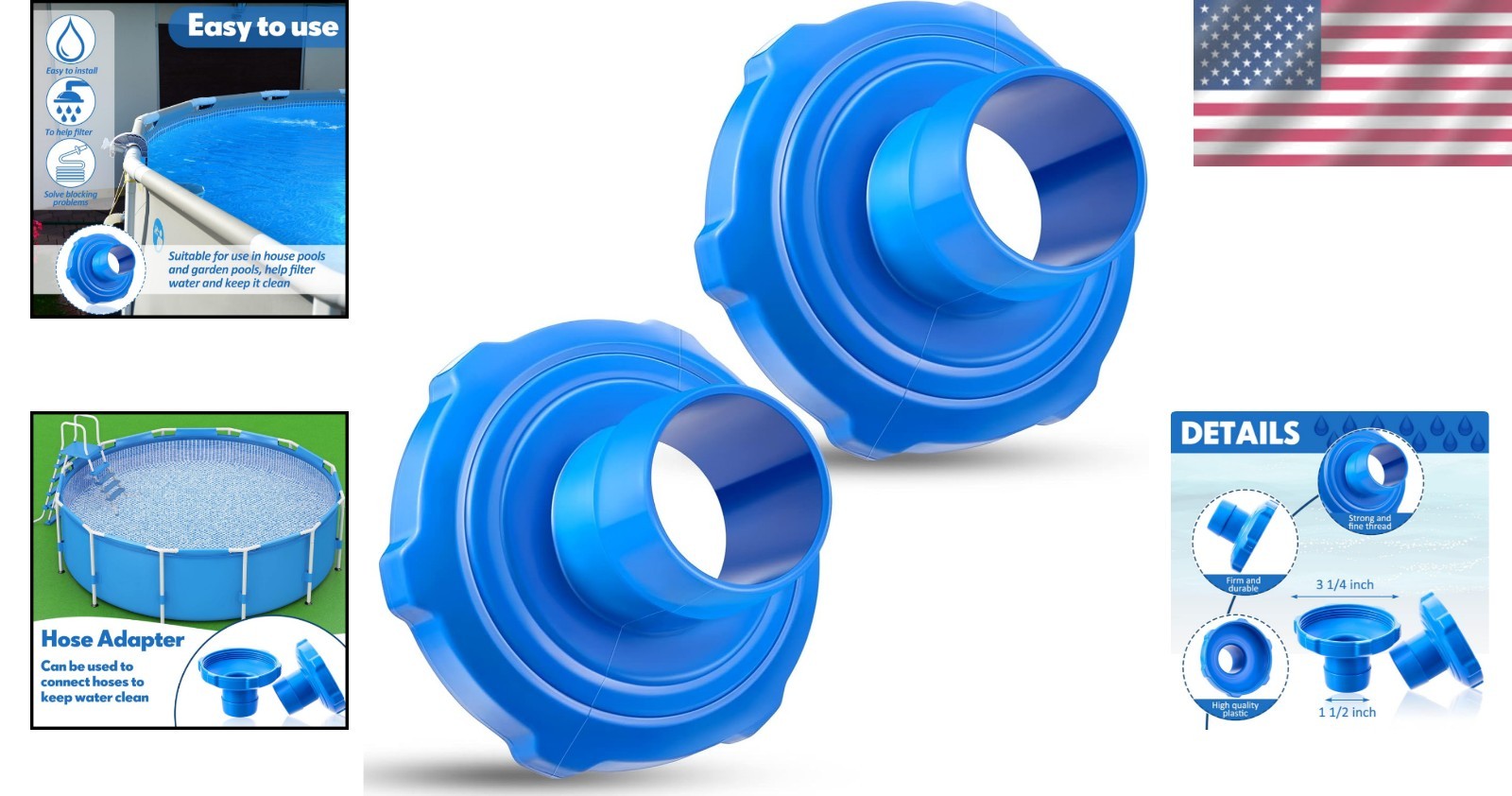 Convenient Pool Vacuum Hose Connector Set – 1 1/2&Prime; & 3 1/4&Prime; Compatibility