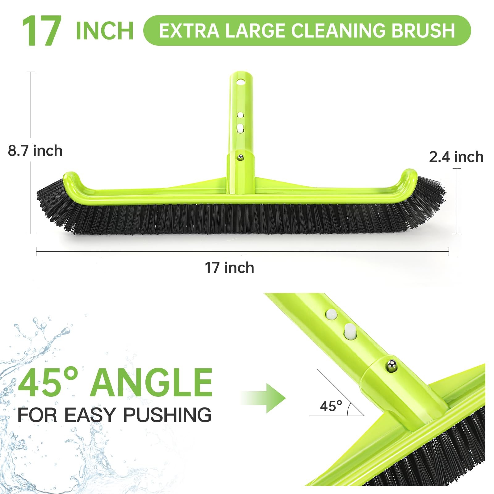 Pool Brush Head, Scrub with Premium Nylon 3x3x17 inches, Green