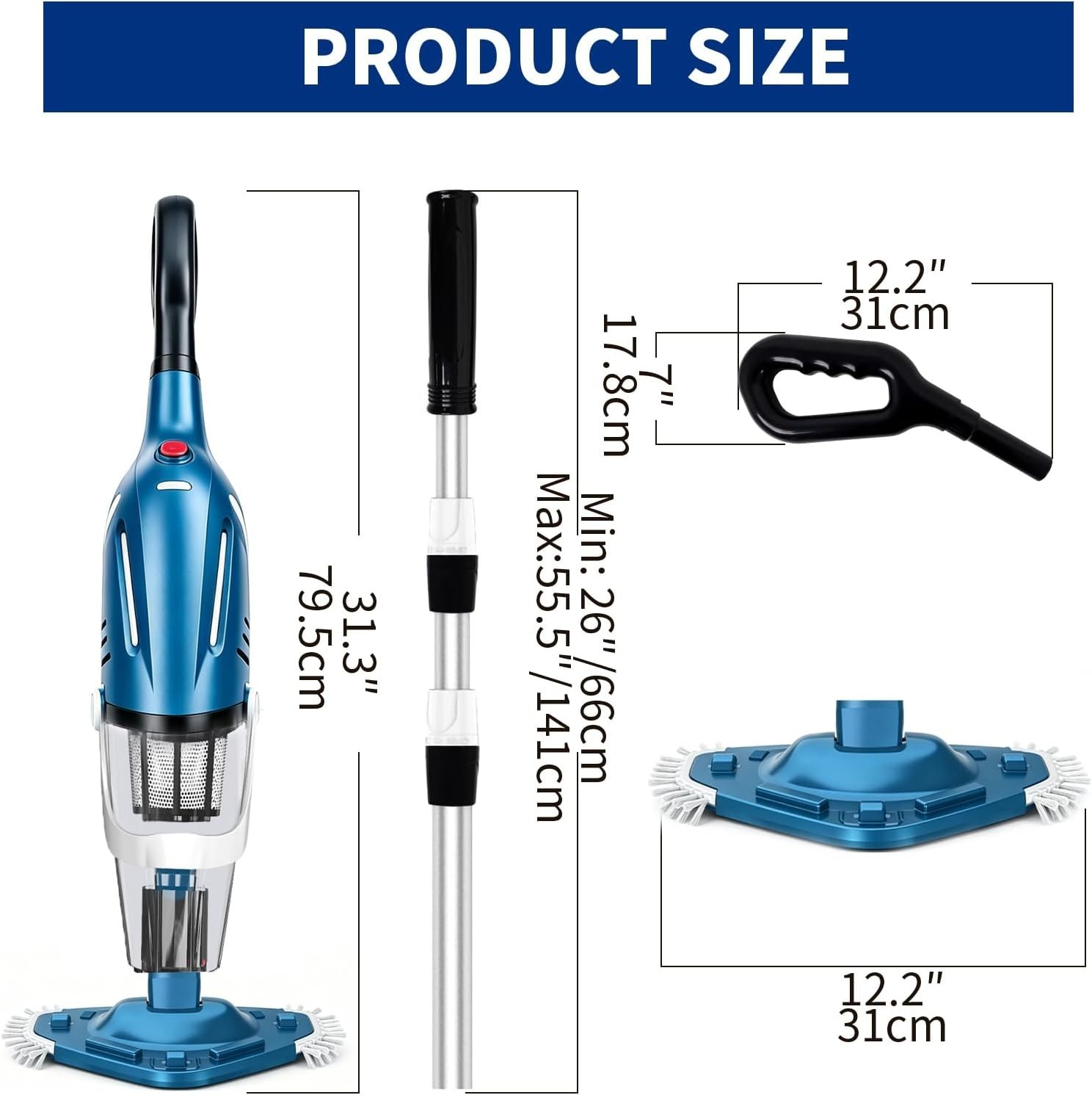 Rechargeable 18.5 GPM Cordless Pool Vacuum for Above Ground & Inground Pools