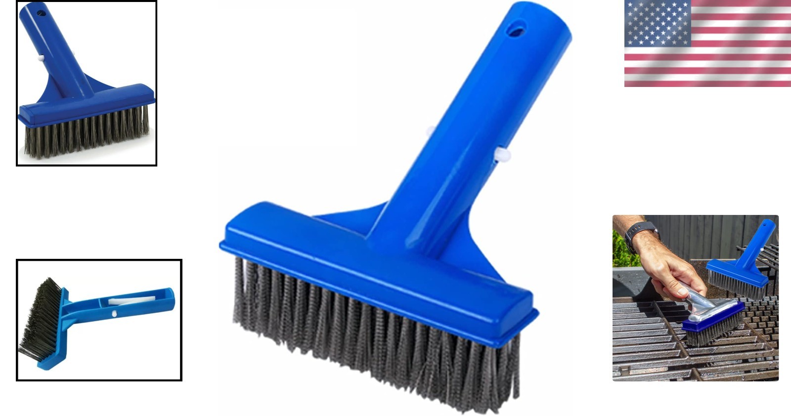 Effective 5-Inch Pool Brush with Stiff Bristles for Hard-to- Corners