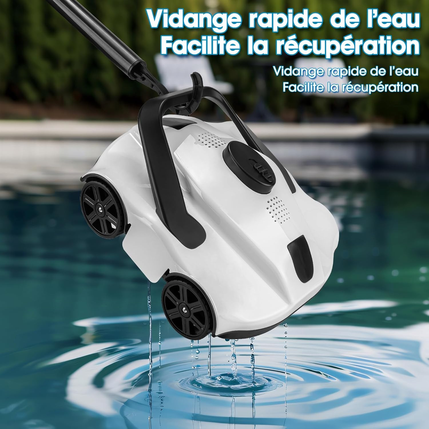 Cordless Robotic Pool Cleaner, Pool Vacuum for above Ground Pool up to 1076 Sq.F