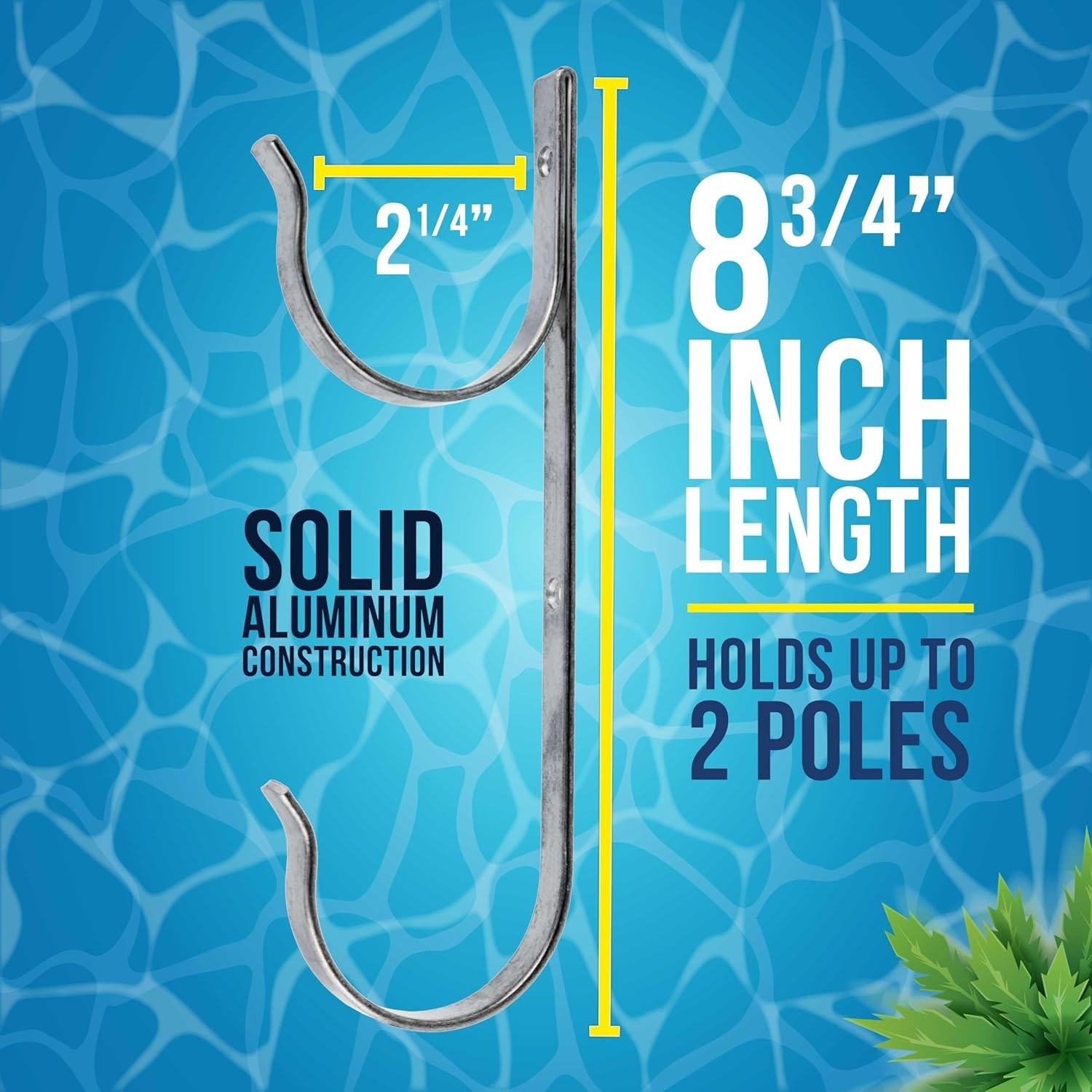 2 Pack Aluminum Pool Pole Hangers Wall Mount Fence Hooks for Nets Skimmers Black