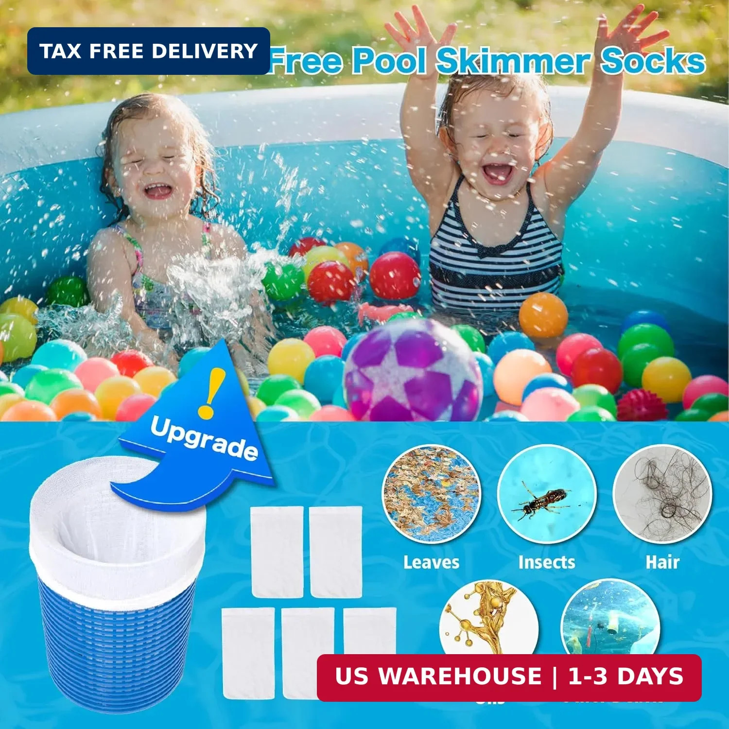 Above Ground Pool Skimmer with 5 Skimmer Socks, Wall Mount Surface Skimmer with