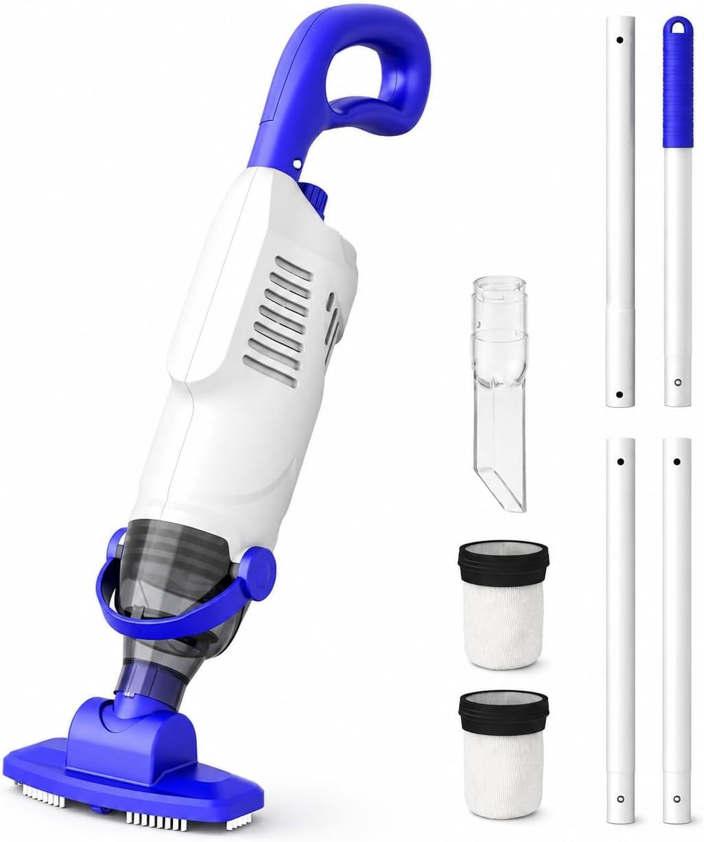 2026 Upgraded Cordless Pool Vacuum 18 GPM Suction 3-Head Cleaner White