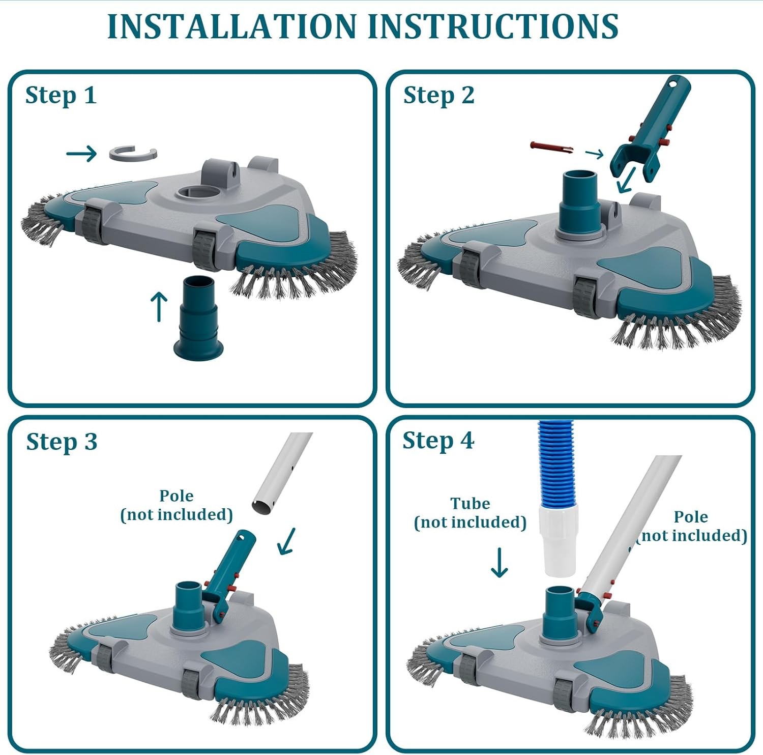 Upgrade Pro Weighted Triangular Pool Rotative Triangle Vac Head, Green