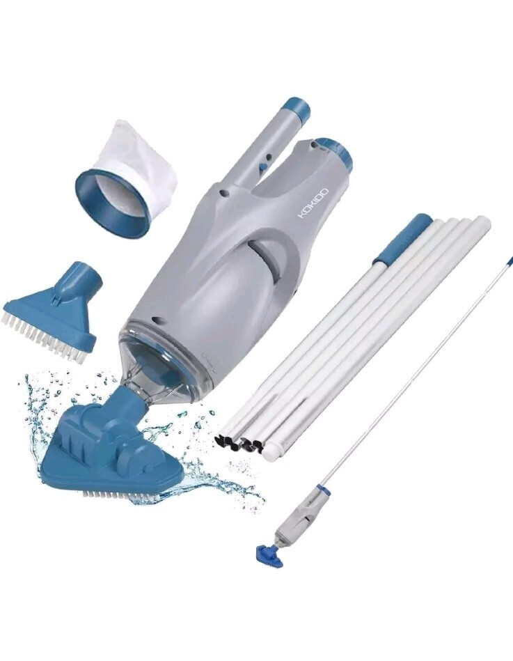 KOKIDO 2024 Rechargeable Handheld Pool Vacuum Set with Adjustable Pole and 2 Int