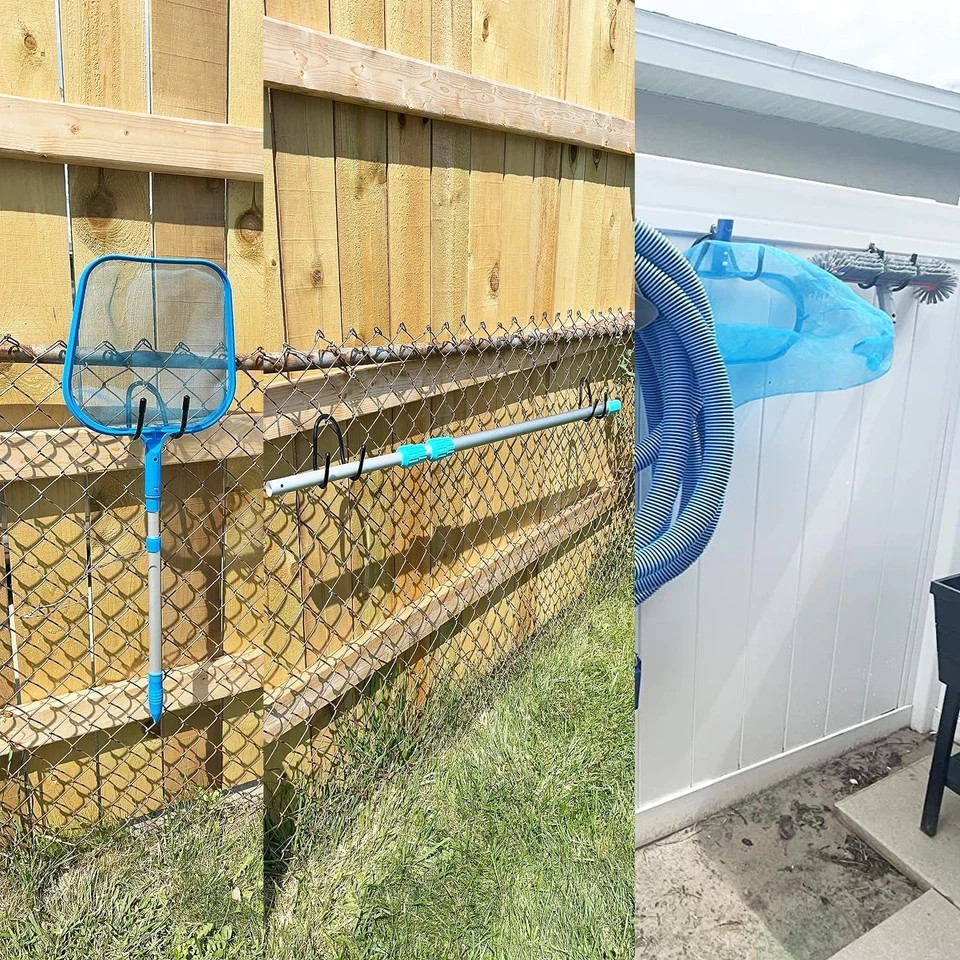 2 Pack Pool Pole Hanger/Hook, Pool Cleaning Tool Holder and Organizer for Poo…