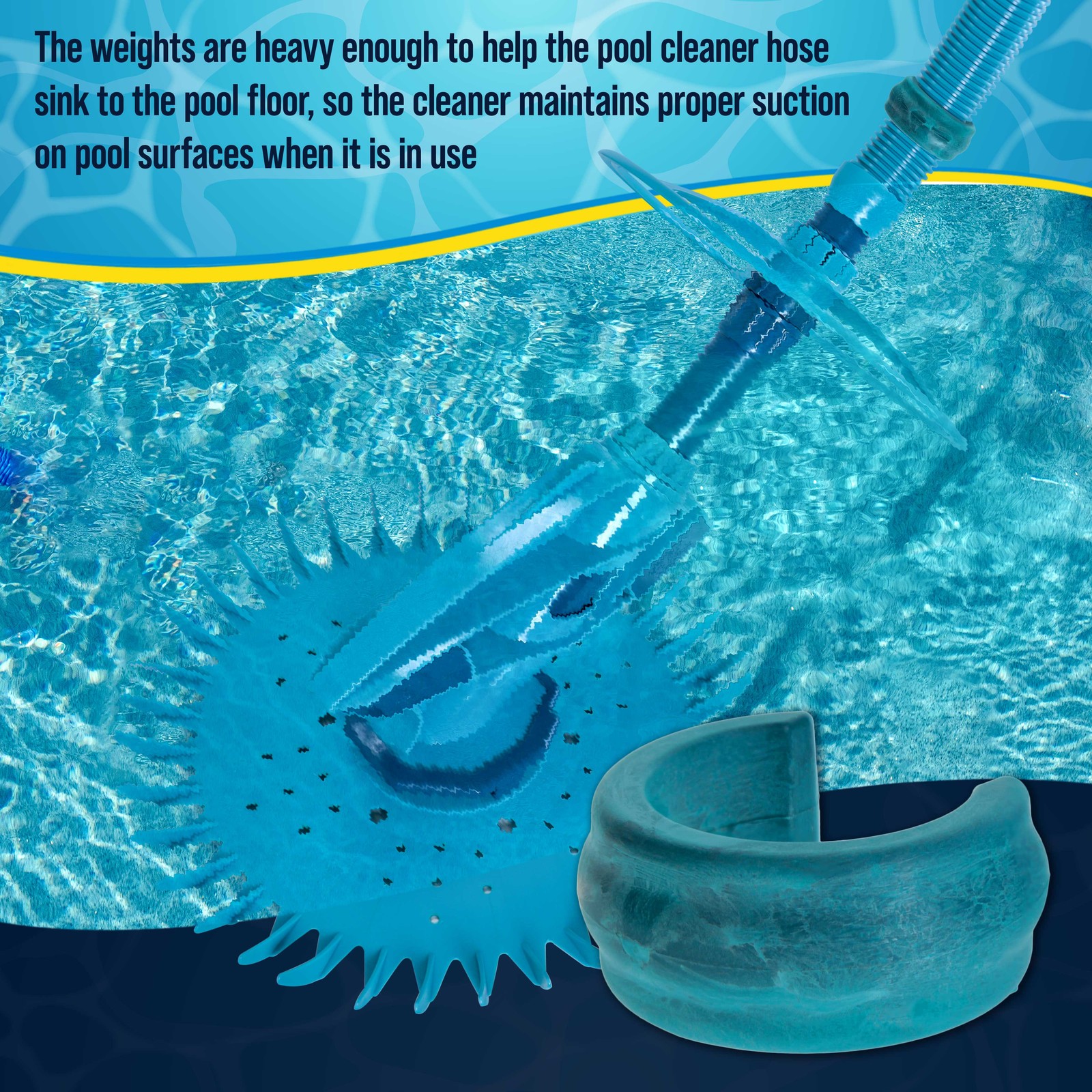 2 U.S. Pool Supply Universal Automatic Pool Cleaner Vacuum Hose Weights, Blue