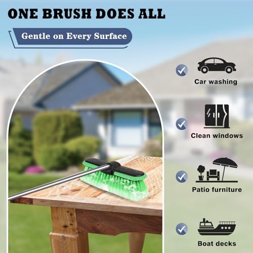 10“ Car Wash Brush Head, Scrub Brush Attachment for Extension Pole, Outdoor