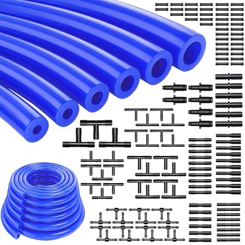 Vacuum Hose Automotive With 128PCS Black Vacuum Connector,1/8&Prime; 134PCS-5FT Blue