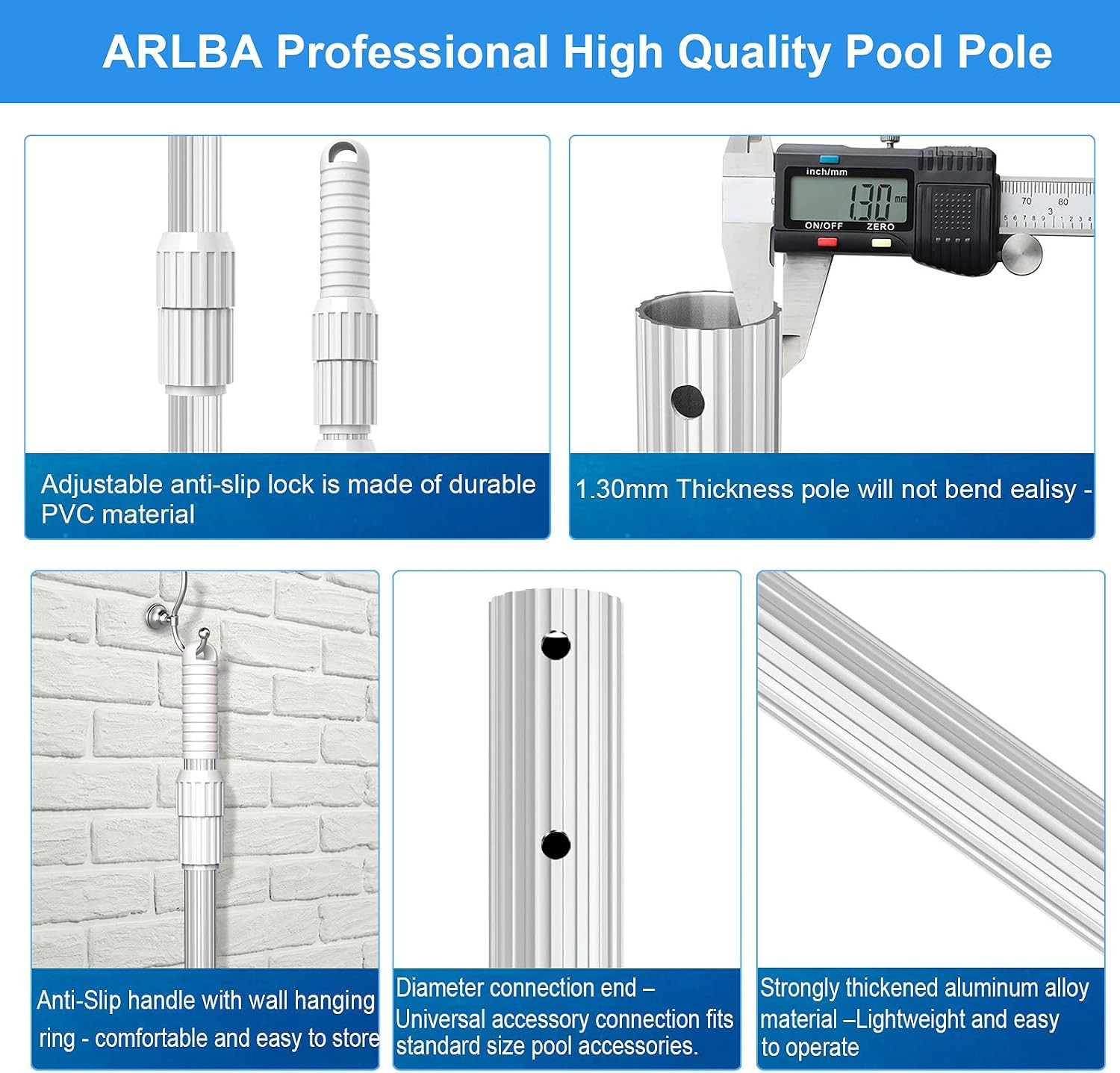 Professional 16.5 Foot Swimming Pool Pole Telescopic，Heavy Duty Aluminum