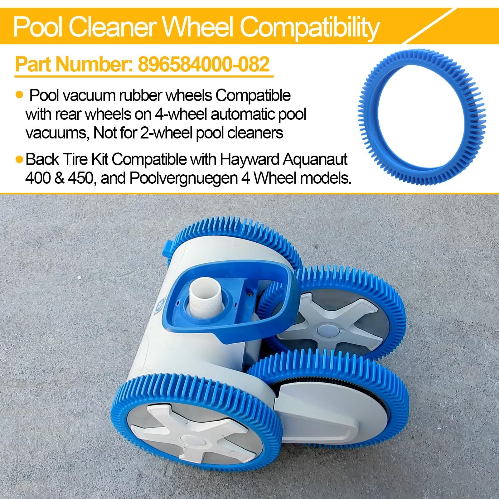 Pool Cleaner Tire Combo Kit for Vacuums – Front & Rear Tires (2pcs Each)