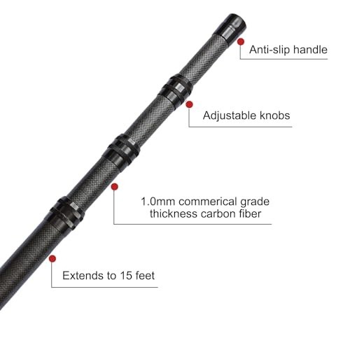 15 FT Carbon Fiber Telescoping Pool Cleaning Pole – Ultra-Lightweight Skimmer To
