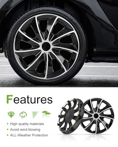 Snap On Hubcap Rimch Auto Tire Replacement Exterior Cap OEM Steel 15 in black