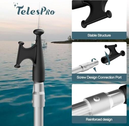 5-12FT 3-Stage Telescopic Aluminum Pole Boat Hook: Versatile Docking Pole for