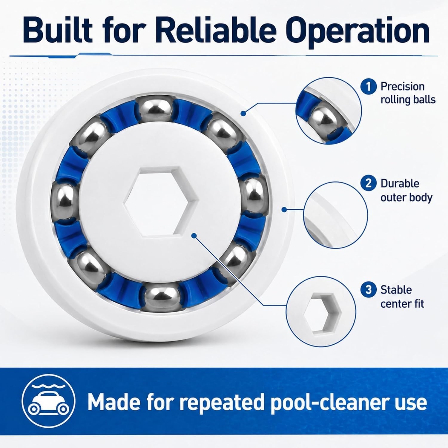 8-Pack Stainless Steel Bearings for Polaris Pool Cleaners