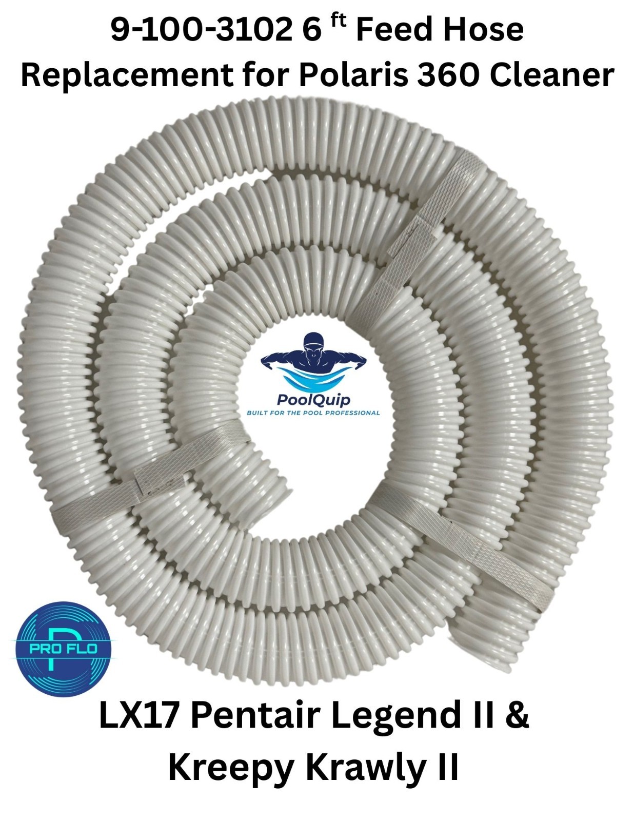 Pool Cleaner 6-Ft Cuff-less Feed Hose Replacement for Polaris 360 9-100-3102