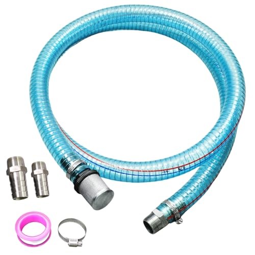 Clear PVC Hose Kit – 6.5ft 304 Stainless – 1&Prime; ID – 3/4&Prime;-1&Prime;x6FT