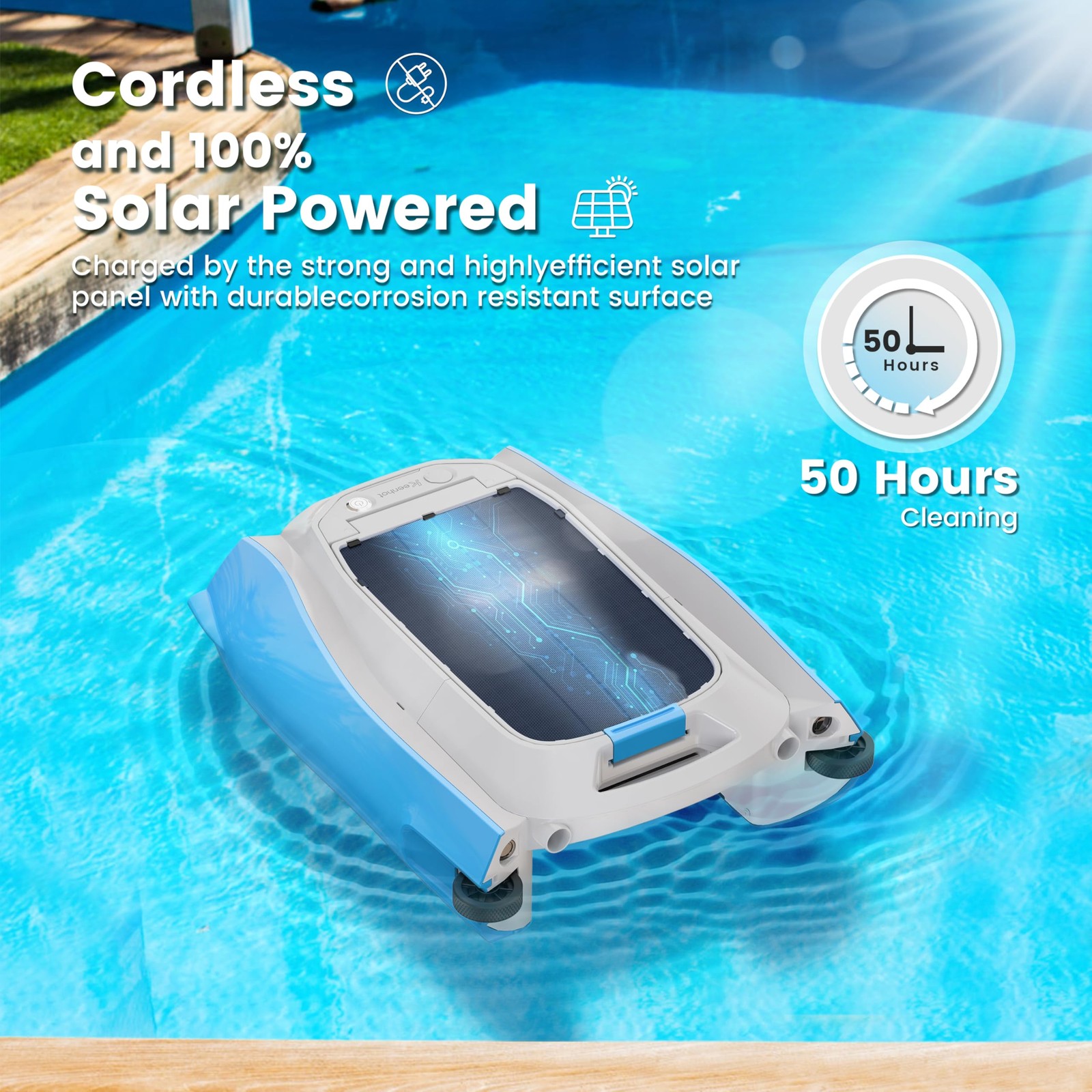 Keenhot Solar Powered Robotic Pool Surface Skimmer Cleaner, Automated Pool