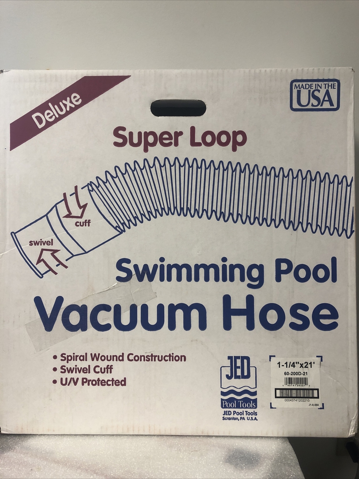 60-200D-21 JED Pools Deluxe Super Loop Swimming Pool Vacuum Hose 1-1/4&Prime; X 21&prime;