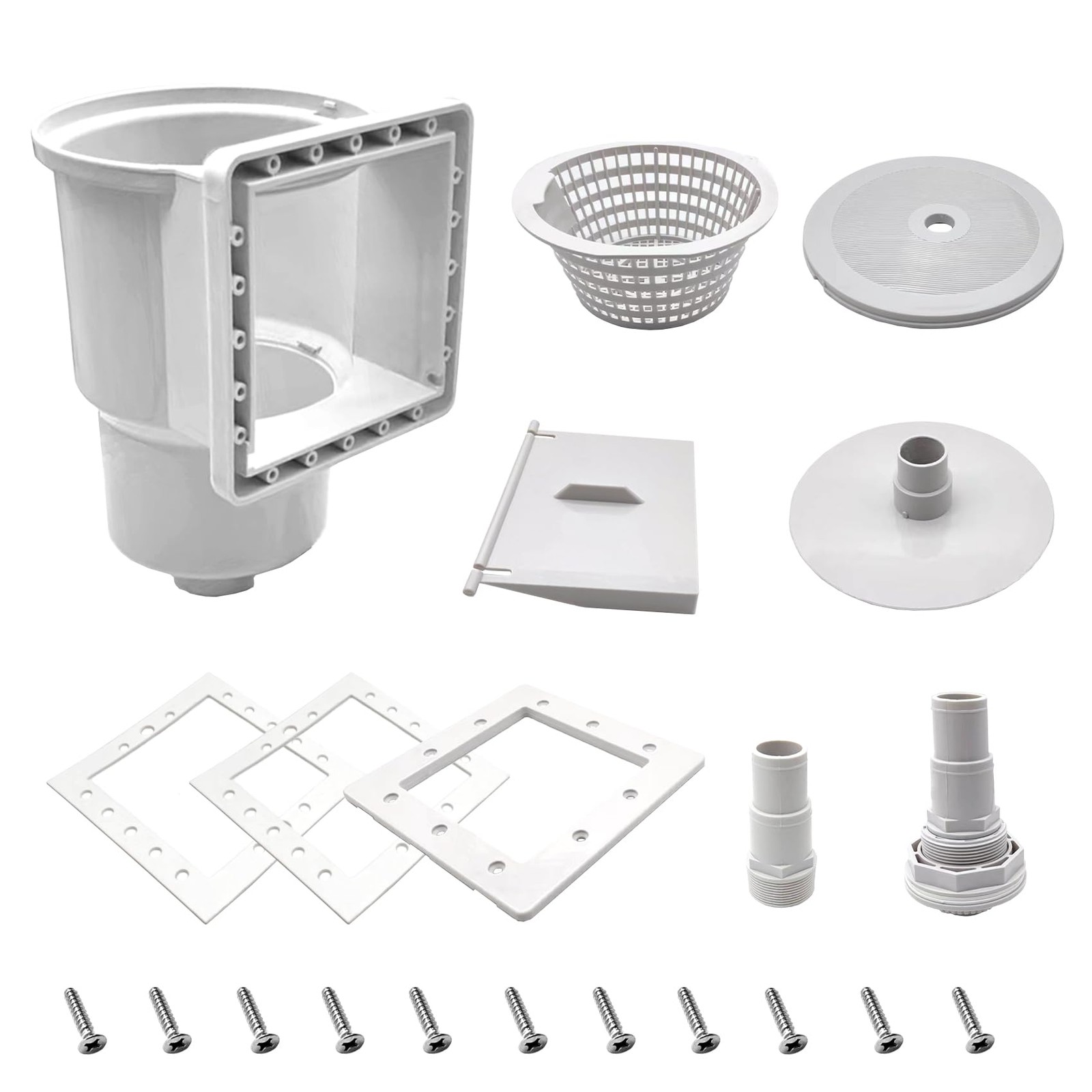 Above Ground Pool Skimmer Thru Wall Replacement 6 Inch Opening ABS Plastic Kit