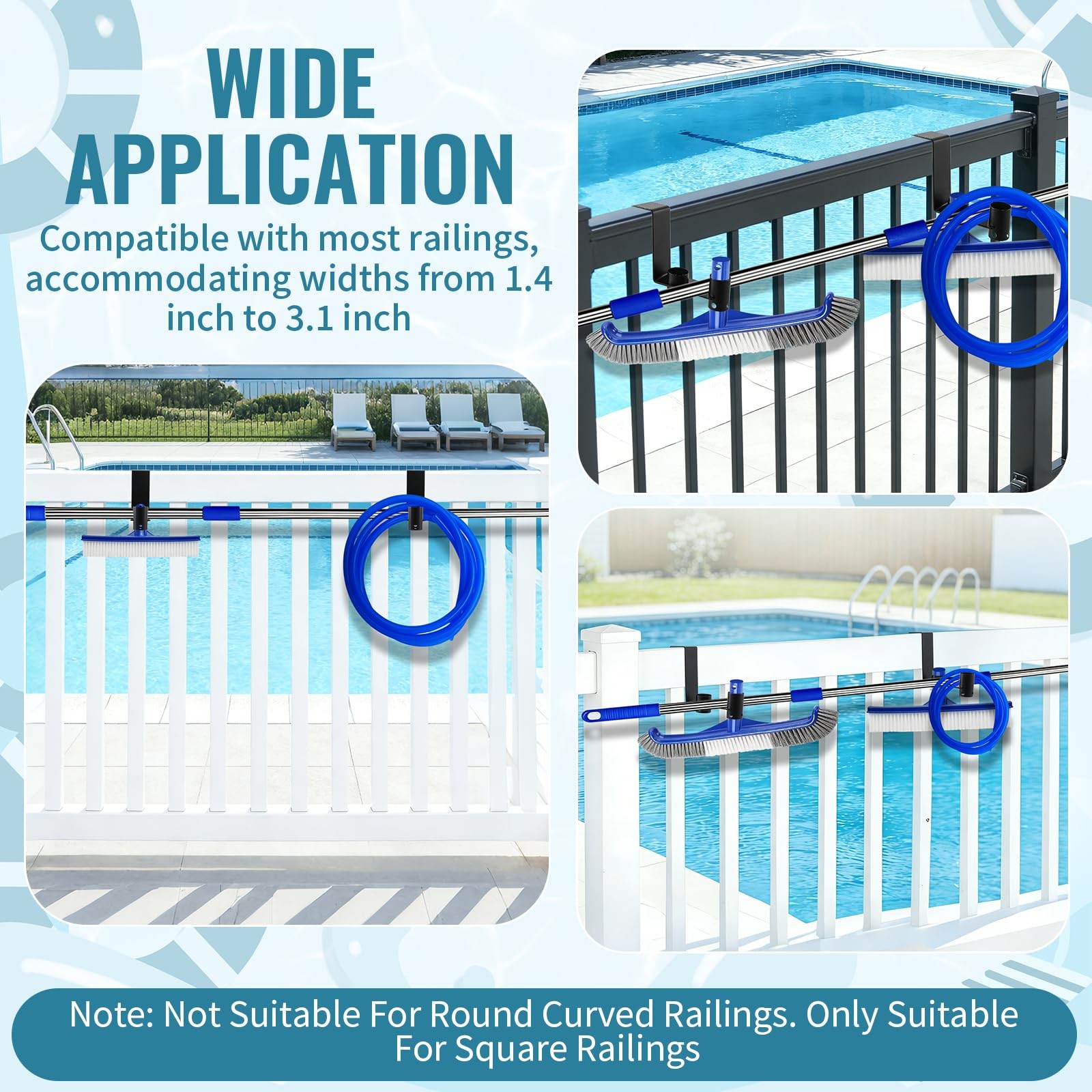 2 Pcs Pool Fence Hooks Adjustable Metal Hangers for Organizing Pool Pole Leaf…