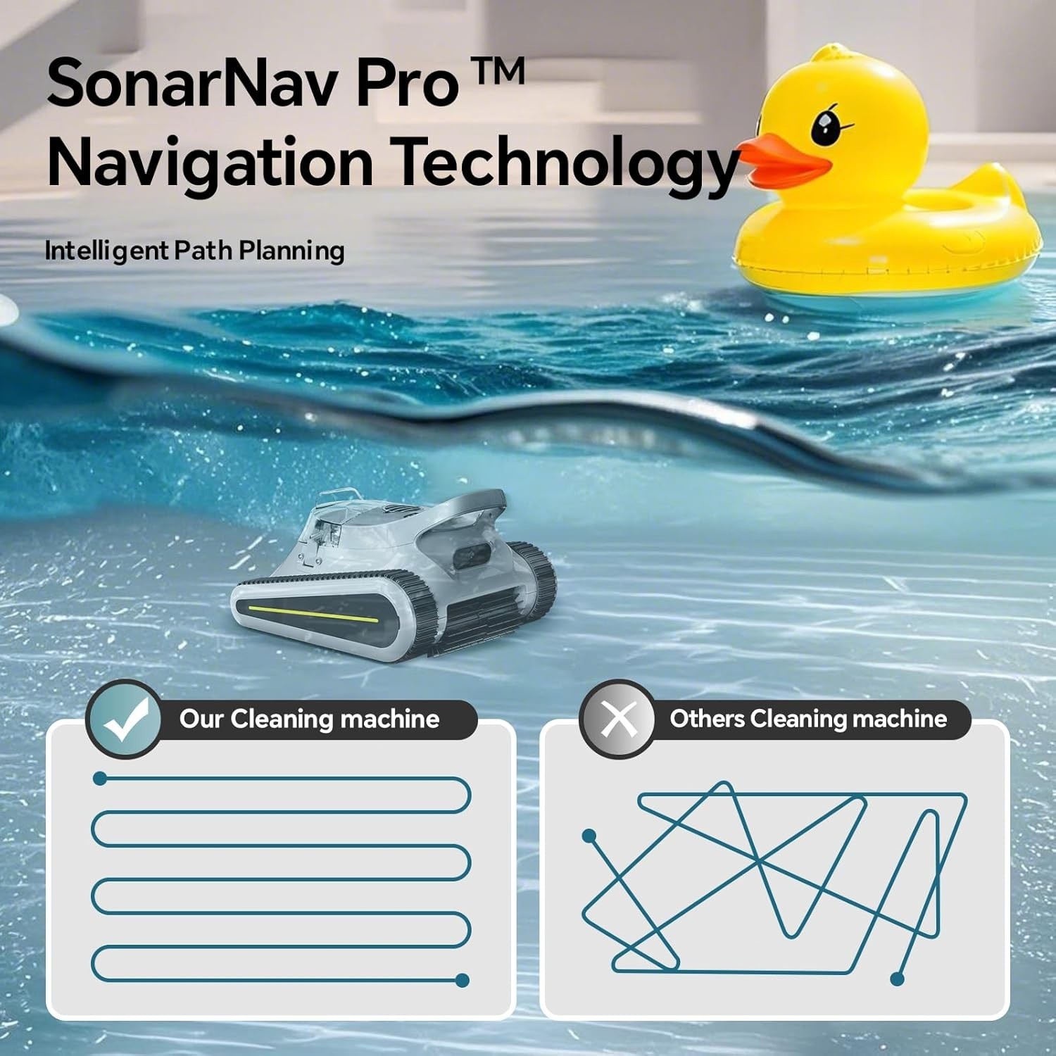 Smart Navigation PoolCleaner Wall and Waterline Cleaning Vacuum APP Control Blau