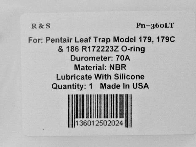 Pentair Leaf Traps 179, 179C & 186 R172223Z O-Ring / R&S 360LT