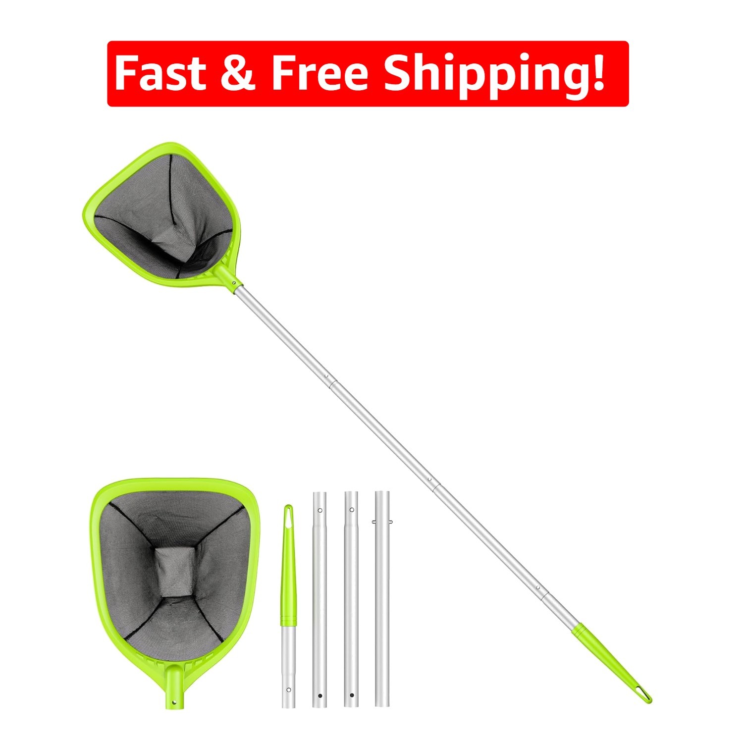 57-Inch Pool Skimmer Net with Telescopic 4-Section Pole – Ultimate Cleaning Tool