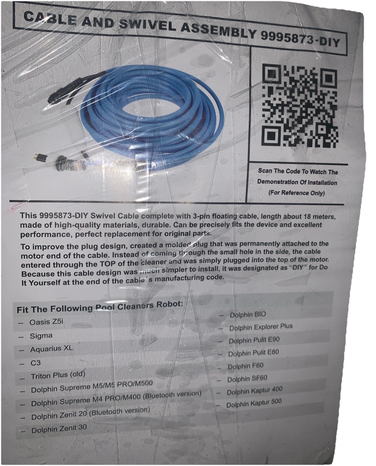 9995873 DIY Cable Swivel 3 Wire Assembly Replacement for Robotic Pool Cleaner