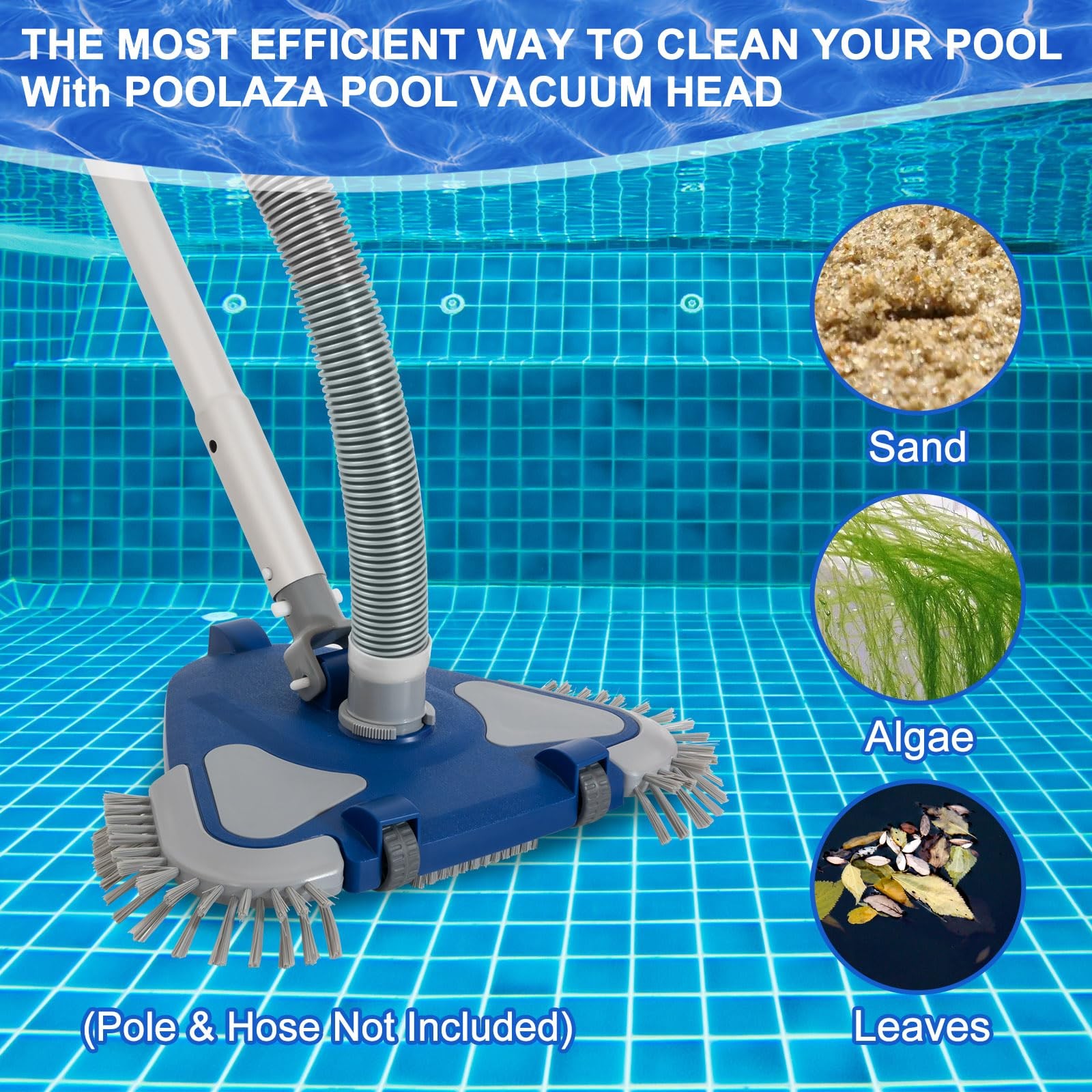 Weighted Pool Vacuum Head 360° Swivel Hose 11/4 11/2 Side Bottom Brushes