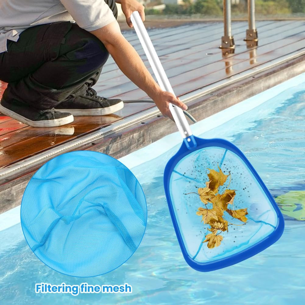 Pool Cleaning Kit 59&Prime; Adjustable Pole Skimmer Net Brush Sponge Above Ground Spa