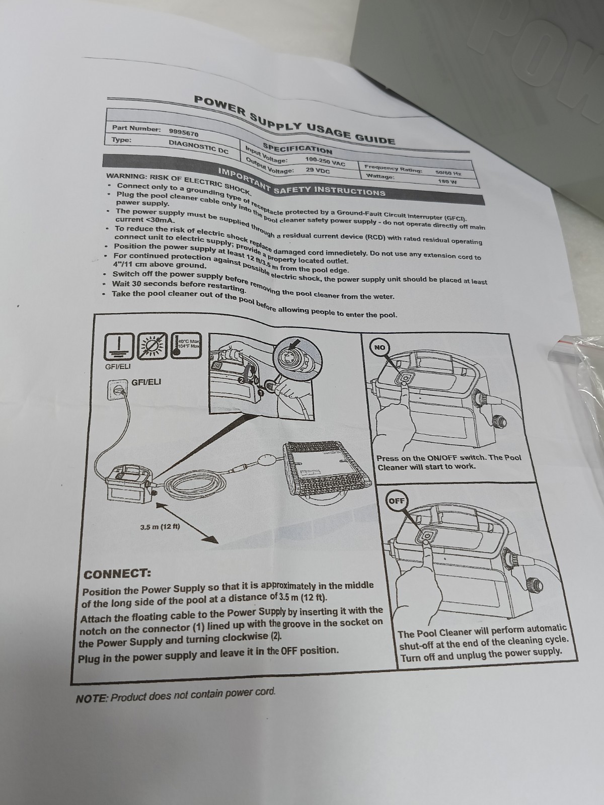 9995670-US-ASSY Power Supply for Dolphin Advantage (Old), Deluxe 3, DX5, Pool In