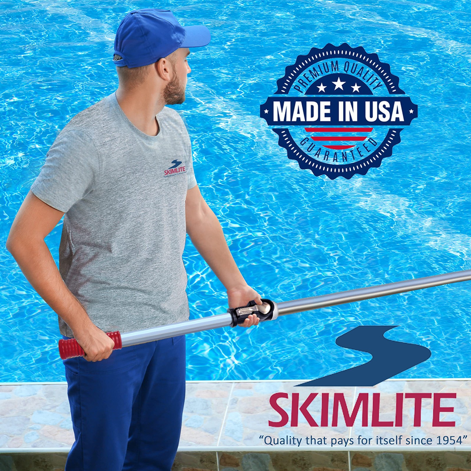 Snaplite Telescopic Pool Pole 16 Ft Adjustable Cleaning Poles Push Button Loc…