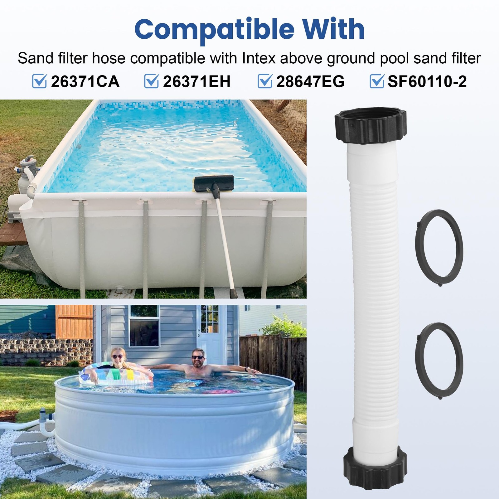 11388 Pool Sand Filter Pump Hose – 14 Inch 14 (11388), White, Black