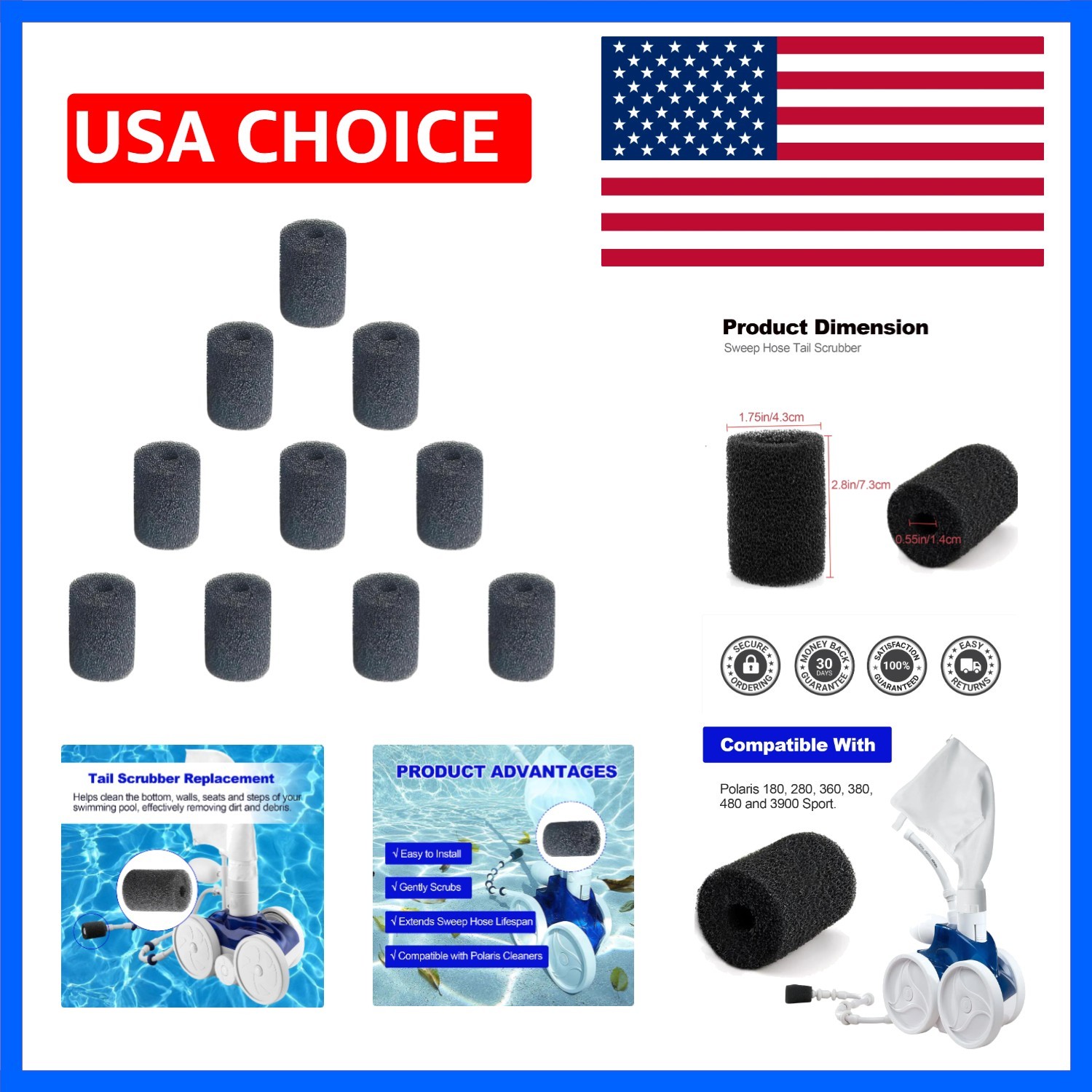 Polaris Pool Cleaner Sweep Hose Scrubber 10/Pack | Sweep Hose Tail Scrubbers …
