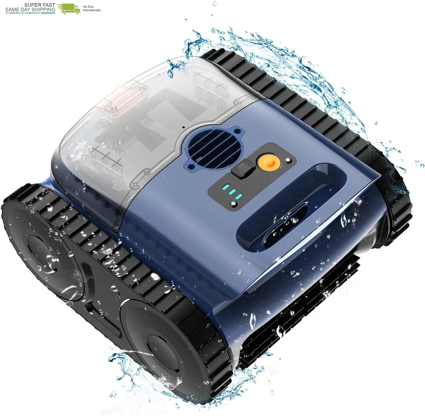 Cordless Robotic Pool Vacuum with Sonar Navigation & Track Drive Wall Climbing