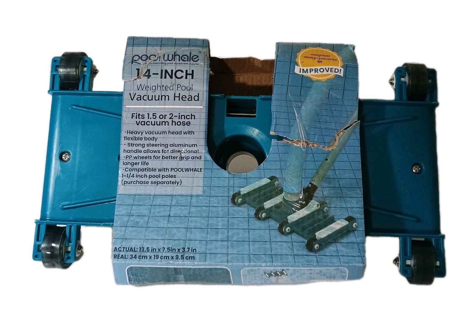 14&Prime; Professional Pool Vacuum Head With Wheels For Inground & Above Ground Pools