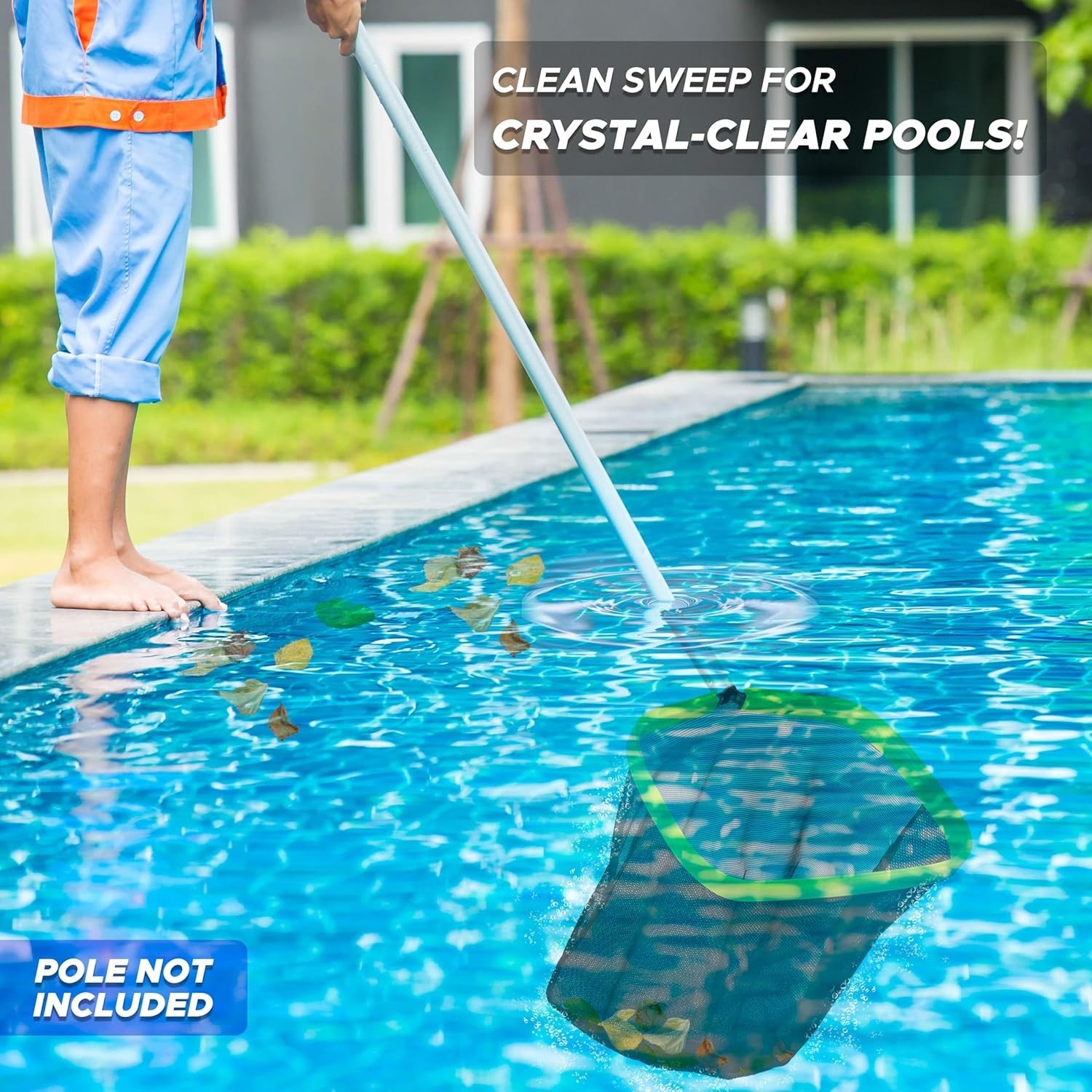 17.5&Prime; Pool Leaf Skimmer Net Heavy Duty Double Layer Mesh for Pool, Pond, Spa