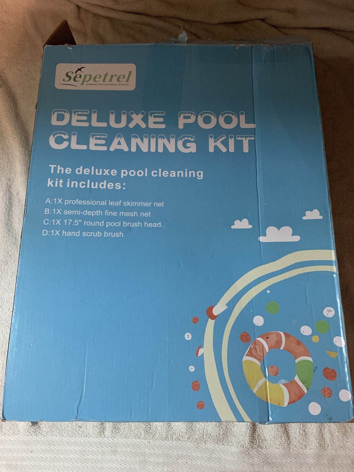 Deluxe Pool Cleaning Kit Leaf Skimmer Net Fine Mesh Net 17.5 Brush Head & Hand