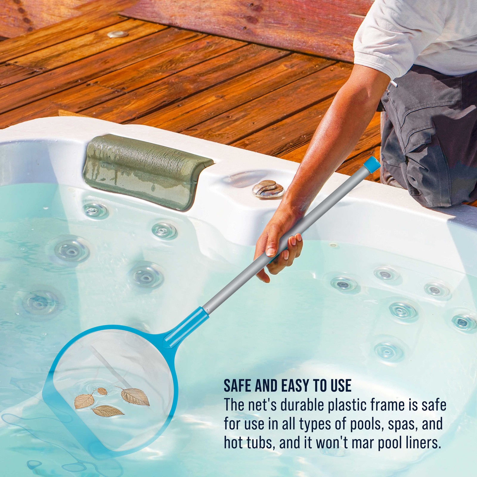 27&Prime; to 58&Prime; Pool Hand Leaf Skimmer Net & Poles – 7&Prime; Deep Ultra Fine Mesh Netting